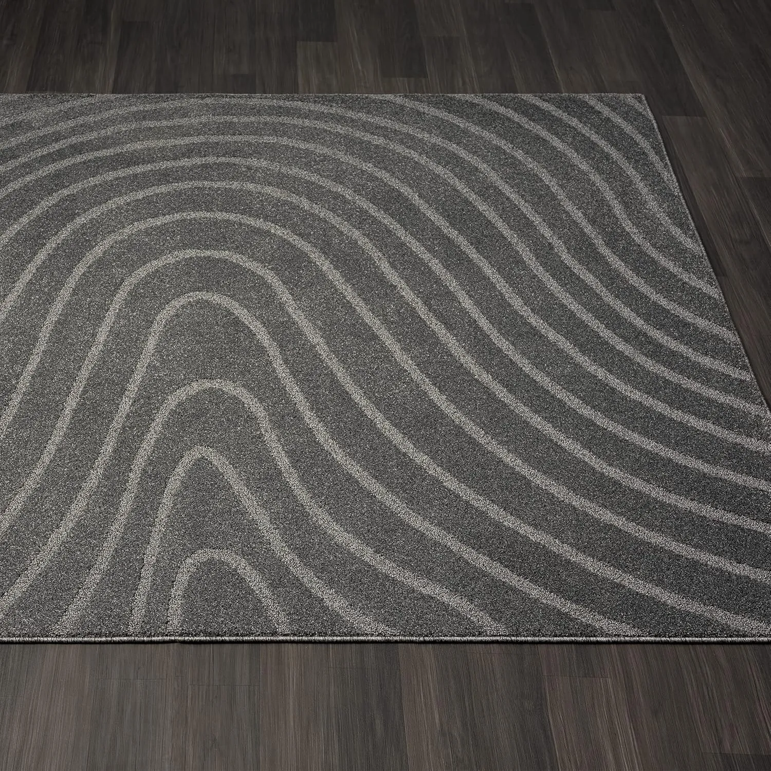 LUXE WEAVERS Modern Geometric Wave Anthracite 8x10 Area Rug