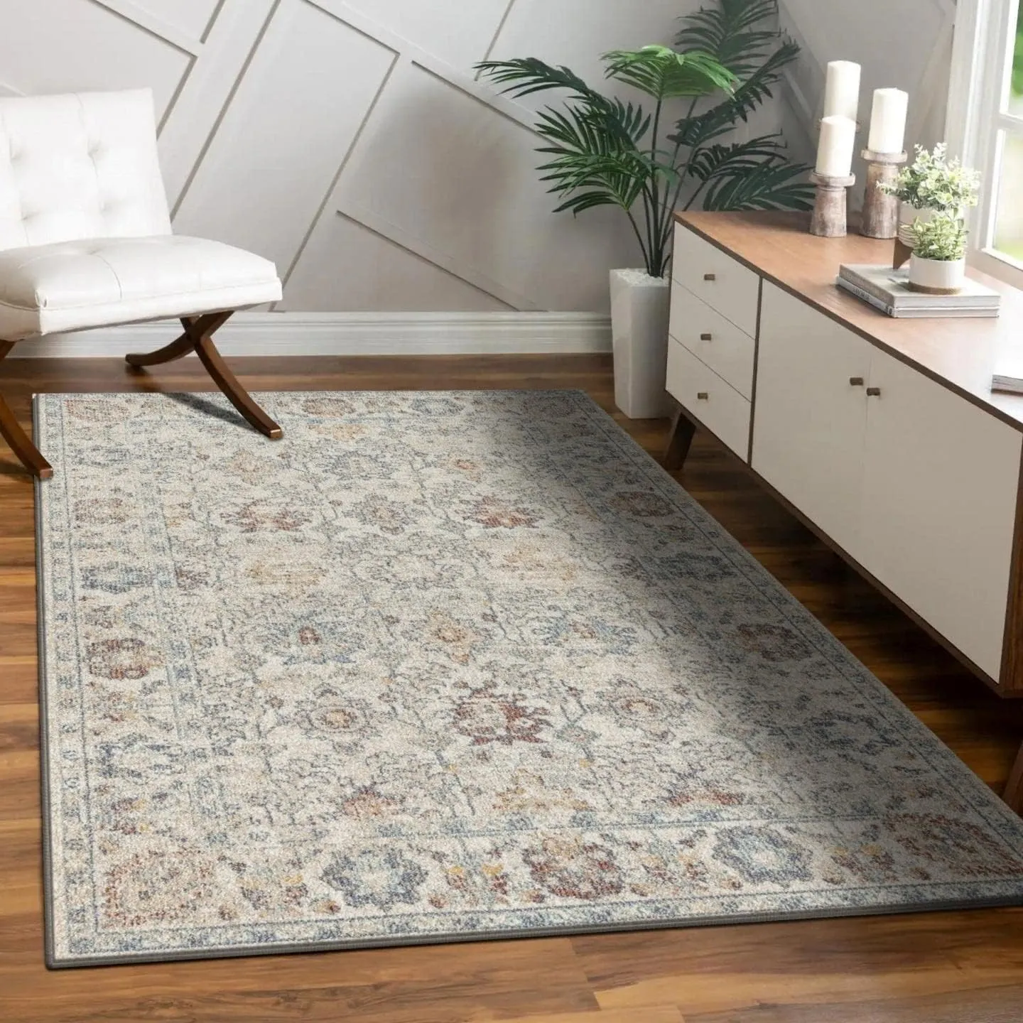 LUXE WEAVERS Vintage Style Floral Area Rug, Beige, 9x12