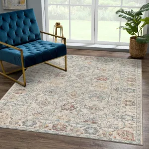 LUXE WEAVERS Vintage Style Floral Area Rug, Beige, 9x12