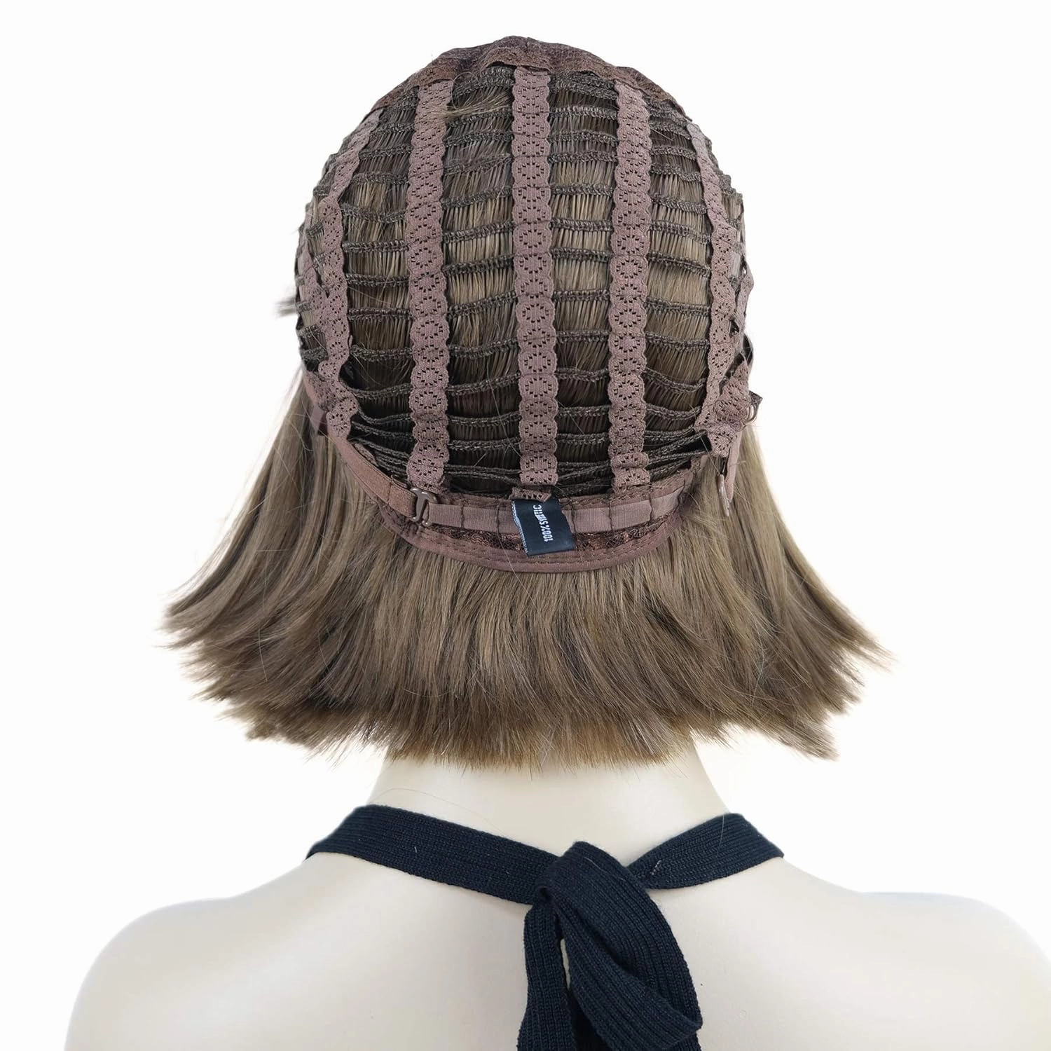 Lydell 8" Straight Short Bob Hair Flat Bangs Cute Central Dot Skin Top Heat Resistant Synthetic Wigs (12TT26 Light Golden Brown with Highlights)