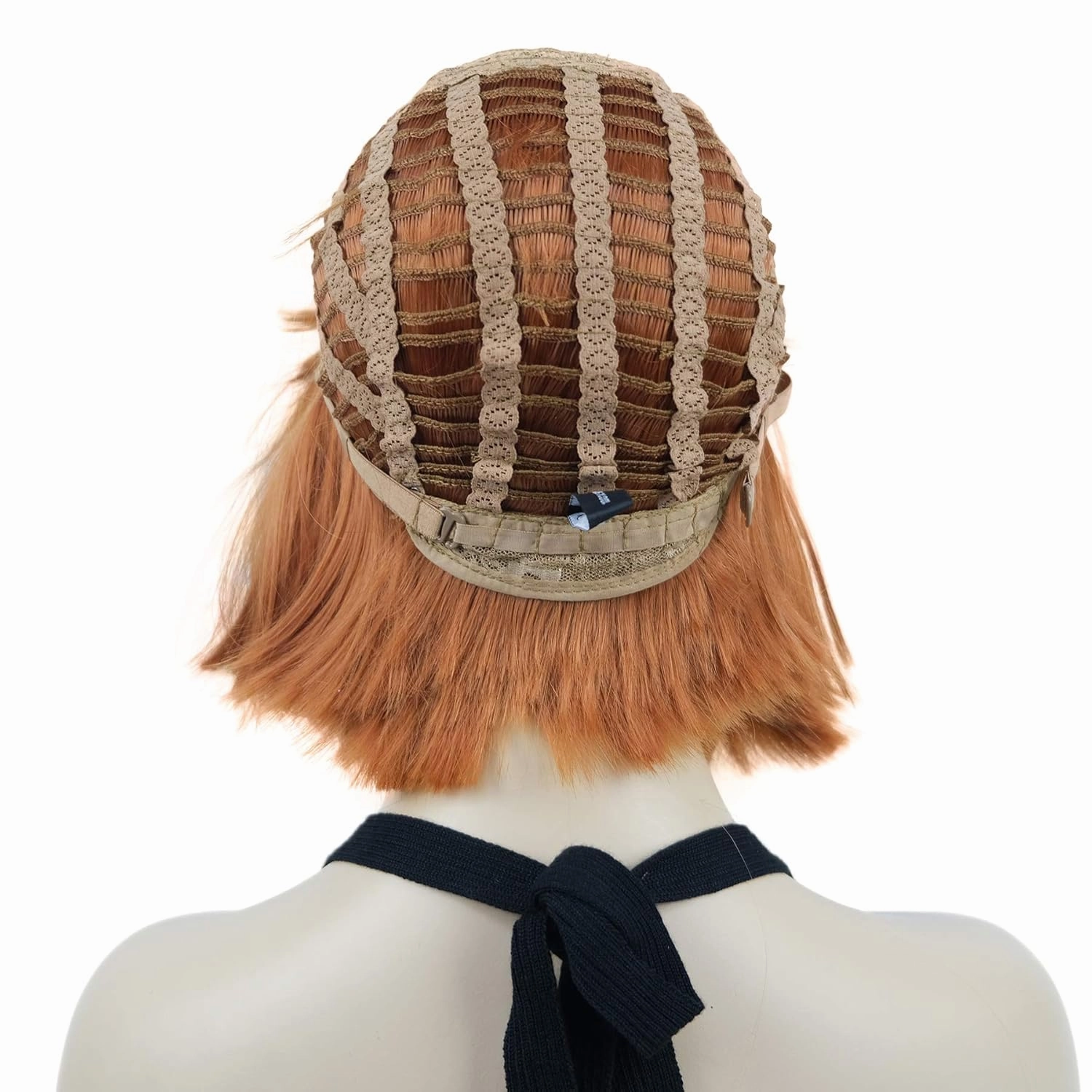 Lydell 8" Straight Short Bob Hair Flat Bangs Cute Central Dot Skin Top Heat Resistant Synthetic Wigs (130A Fox Red)