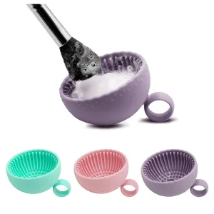 Makeup Brush Cleaner,Ideal for Efficient Cleaning of Makeup Brushes Mat .Travel-Friendly and Portable Silicone Makeup Brush Cleaner Bowl 3 Pack