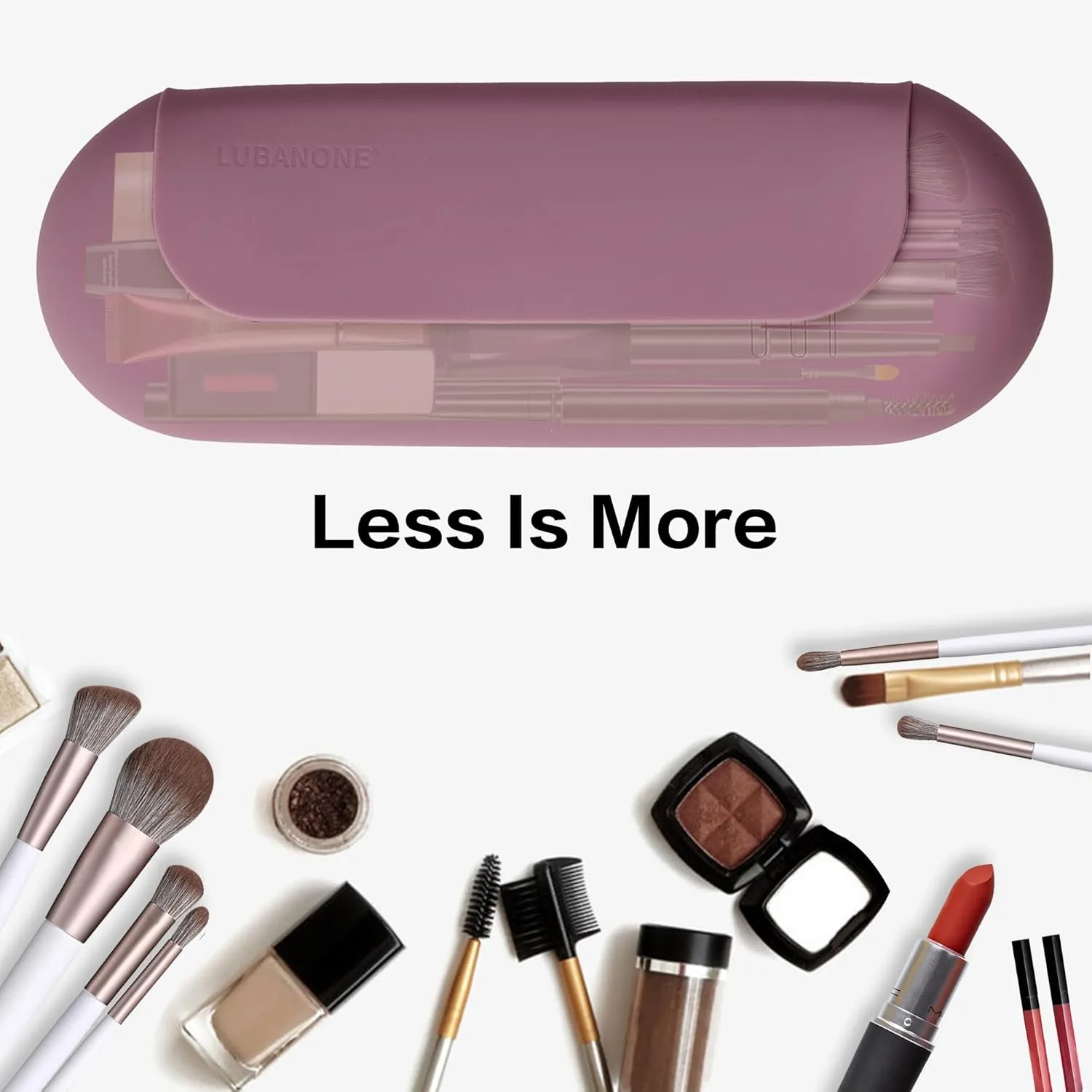 Makeup Brush Holder Magnetic Closure Make Up Brushes Organizer Silicone Makeup Bag Travel Essentials (Grape Purple)