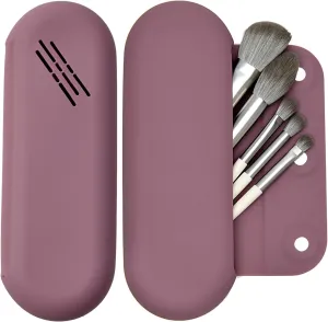 Makeup Brush Holder Magnetic Closure Make Up Brushes Organizer Silicone Makeup Bag Travel Essentials (Grape Purple)
