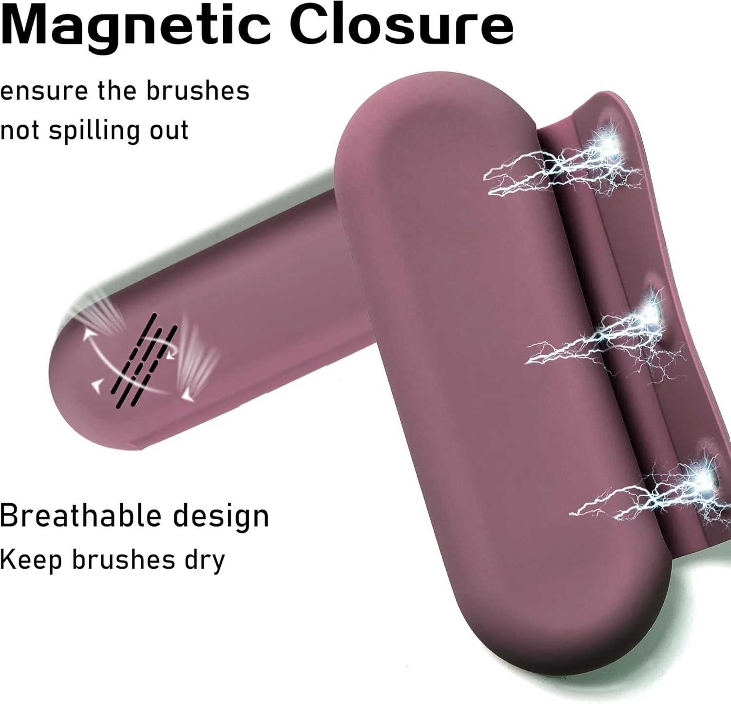 Makeup Brush Holder Magnetic Closure Make Up Brushes Organizer Silicone Makeup Bag Travel Essentials (Grape Purple)