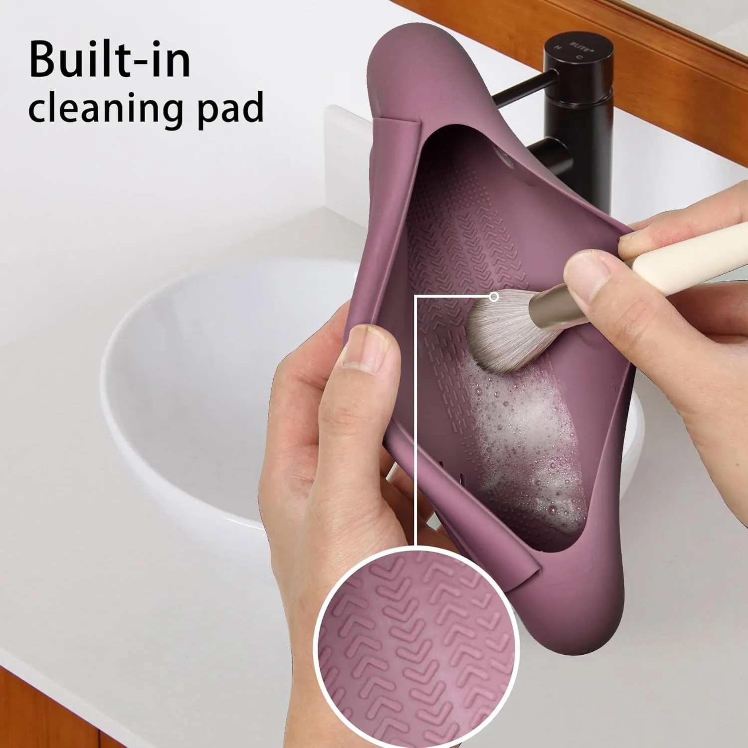 Makeup Brush Holder Magnetic Closure Make Up Brushes Organizer Silicone Makeup Bag Travel Essentials (Grape Purple)