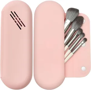 Makeup Brush Holder Magnetic closure Make Up Brushes Organizer Silicone Makeup Bag Travel Essentials (Pink)