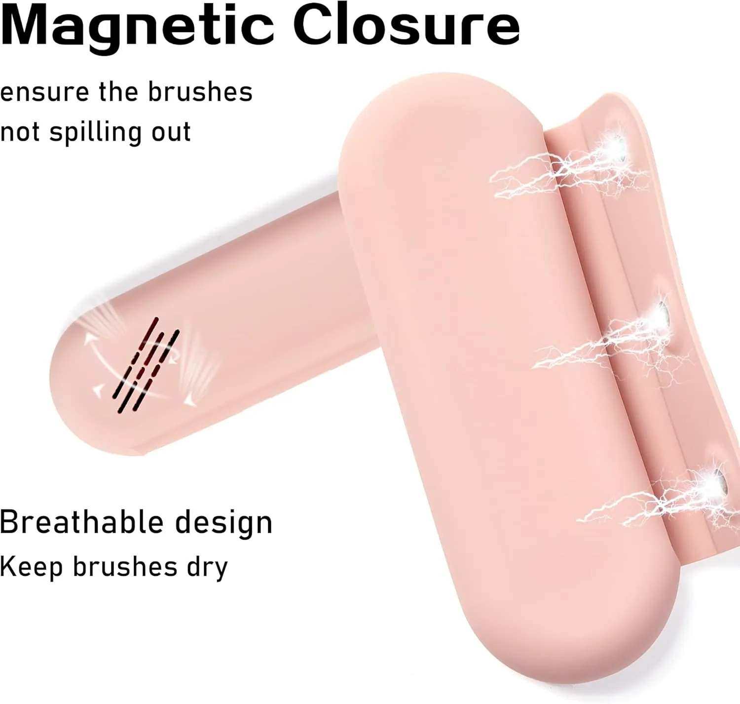 Makeup Brush Holder Magnetic closure Make Up Brushes Organizer Silicone Makeup Bag Travel Essentials (Pink)