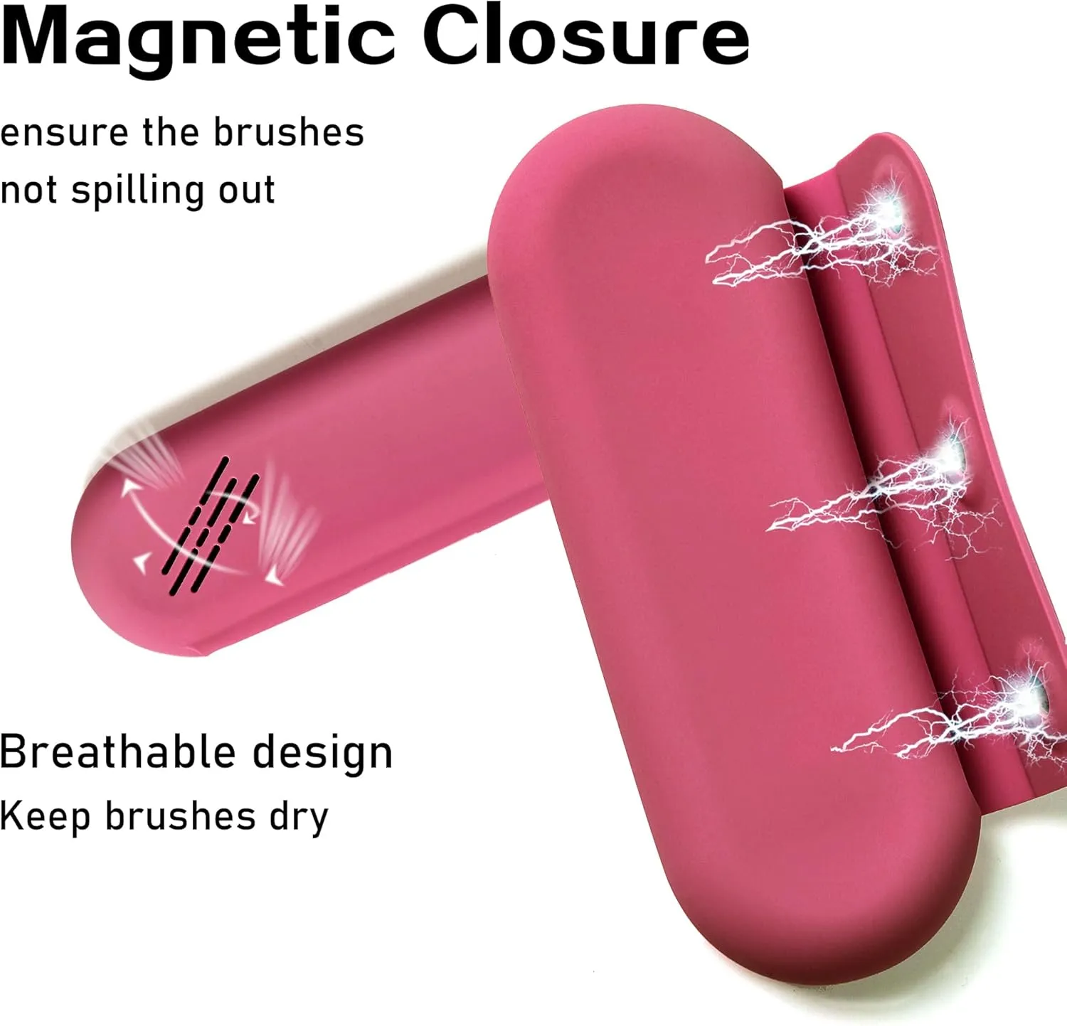Makeup Brush Holder Magnetic Closure Make Up Brushes Organizer Silicone Makeup Bag Travel Essentials (Rose Red)