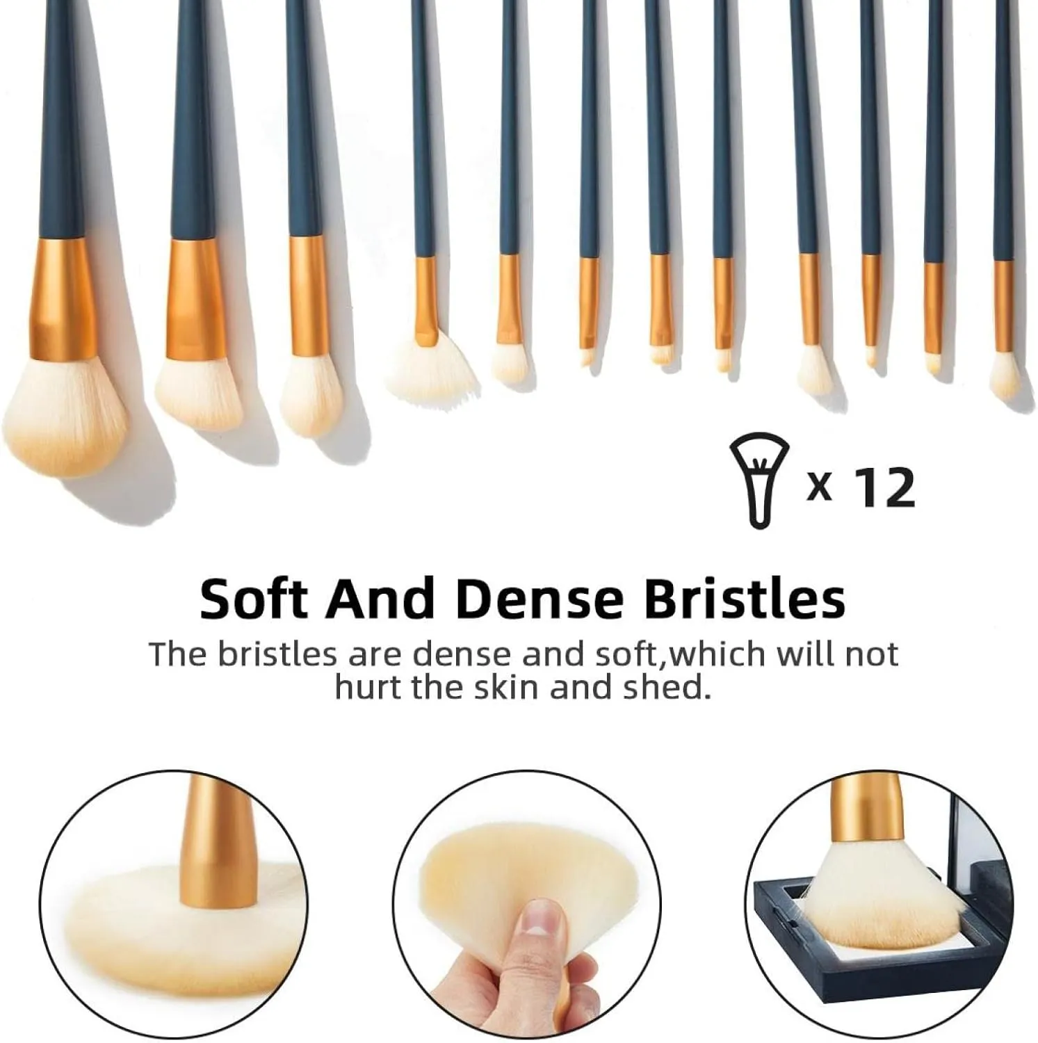 Makeup Brush Organizer Bag, Portable Travel Cosmetic Brush Case with 12 Makeup Brushes, Green Dinosaur Crown White Foldable Makeup Cup for brushes, Eyebrow Pencil
