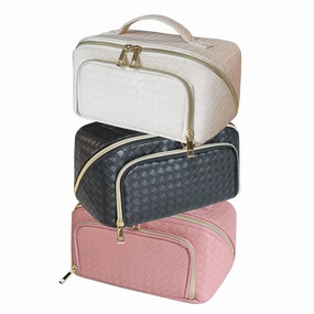 Makeup Bag - Large Capacity Travel Cosmetic Bag White,With Separate Makeup Brush Compartment