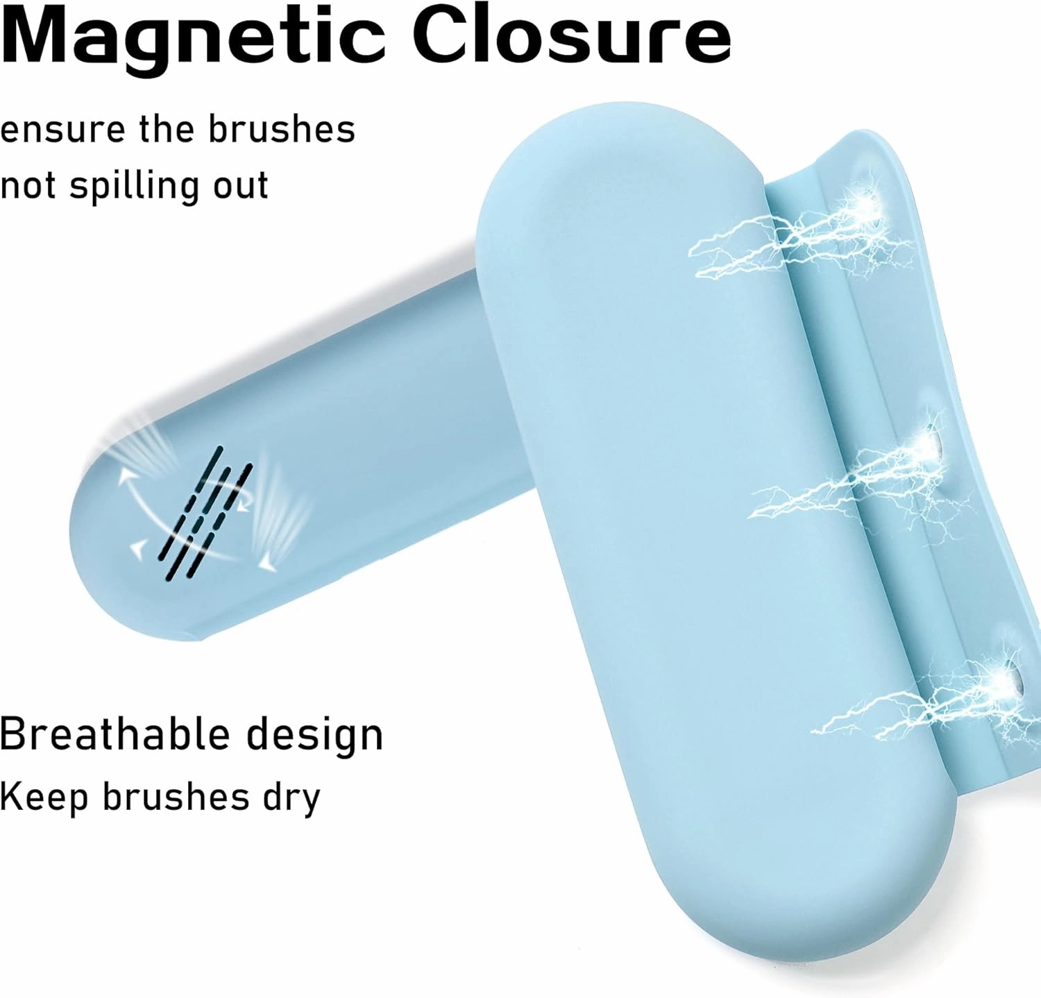 Makeup Brush Holder Magnetic Closure Make Up Brushes Organizer Silicone Makeup Bag Travel Essentials (Blue)