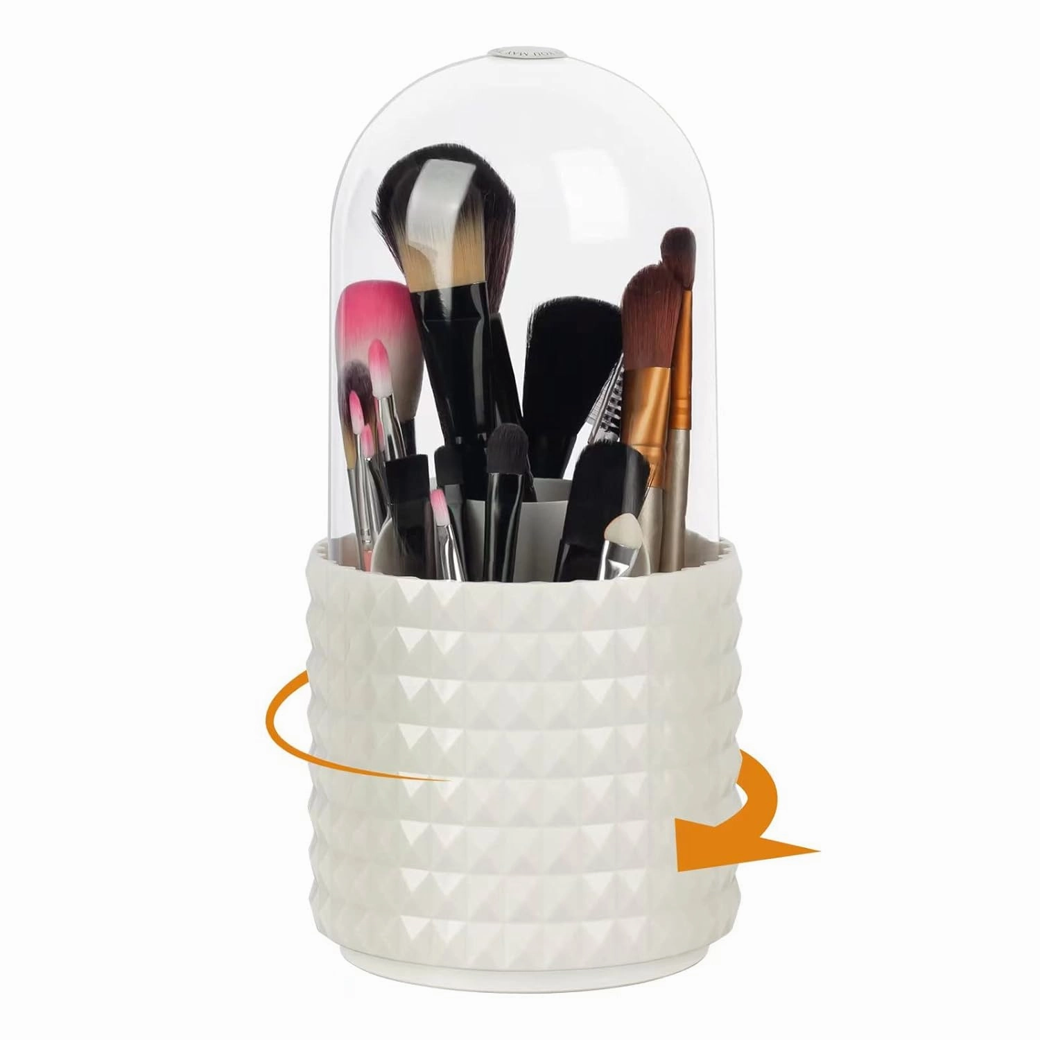 Makeup Brush Holder Organizer -360° Rotating Multi-Functional Pen Holder for Desk,Multi-Purpose Desktop Stationary Organizer,Storage Cup for Lipsticks, Comb, Beauty Tool in Vanity (White B)