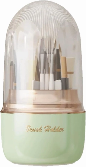 Makeup Brush Holer, 360° Rotated Cosmetic Organizer for Brushes Storage, Gift Trendy Make up Brush Storage Organizer for Bathroom, Bedroom, Dresser Countertop ( Avocado Green )