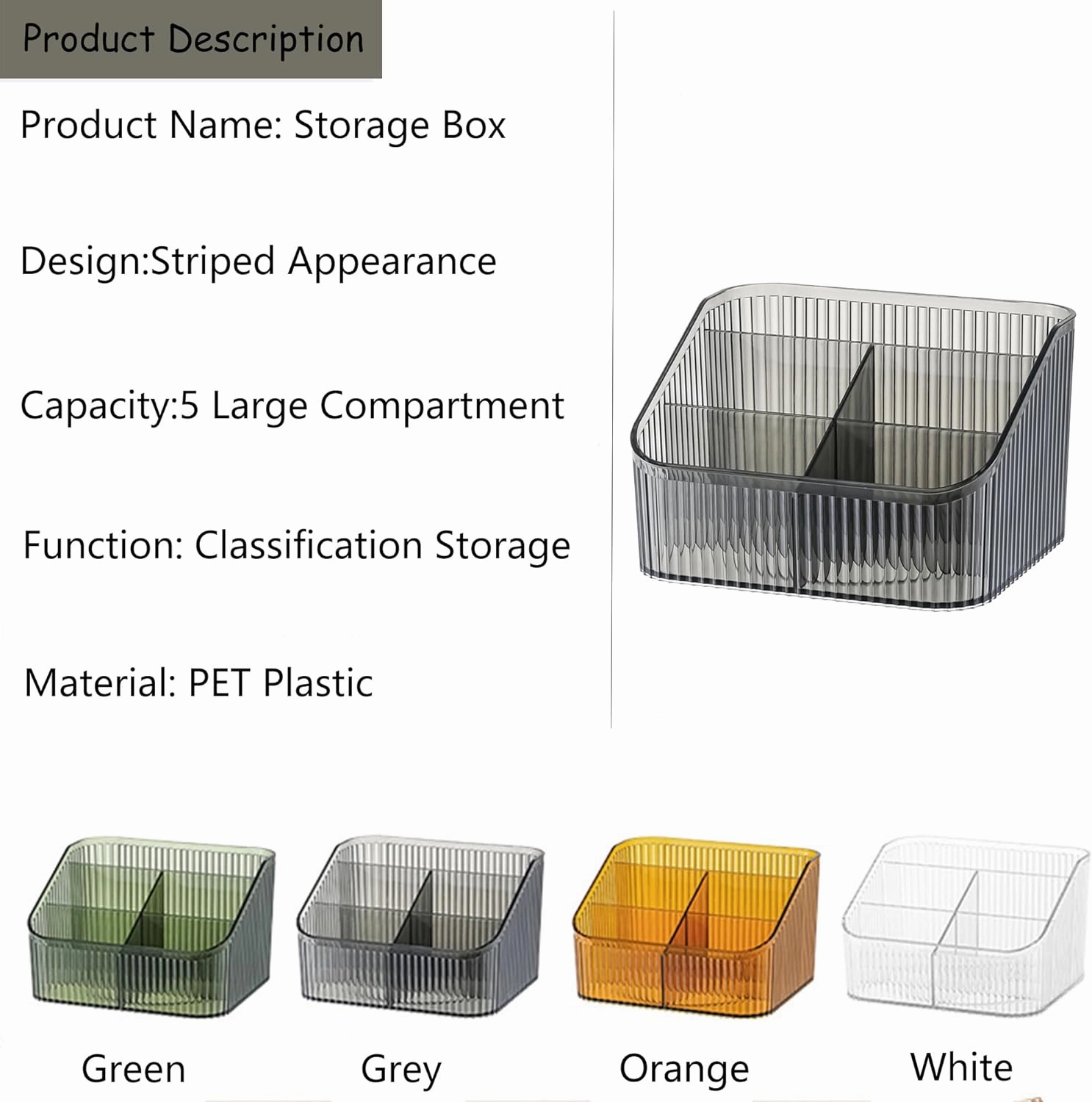 Makeup Organizer Cosmetics Storage Box, Large Capacity Make Up Brush Holder Organizer Vanity Accessories, Bathroom Countertops, Desk Storage Container, Cosmetic Display cases(Gray-L)