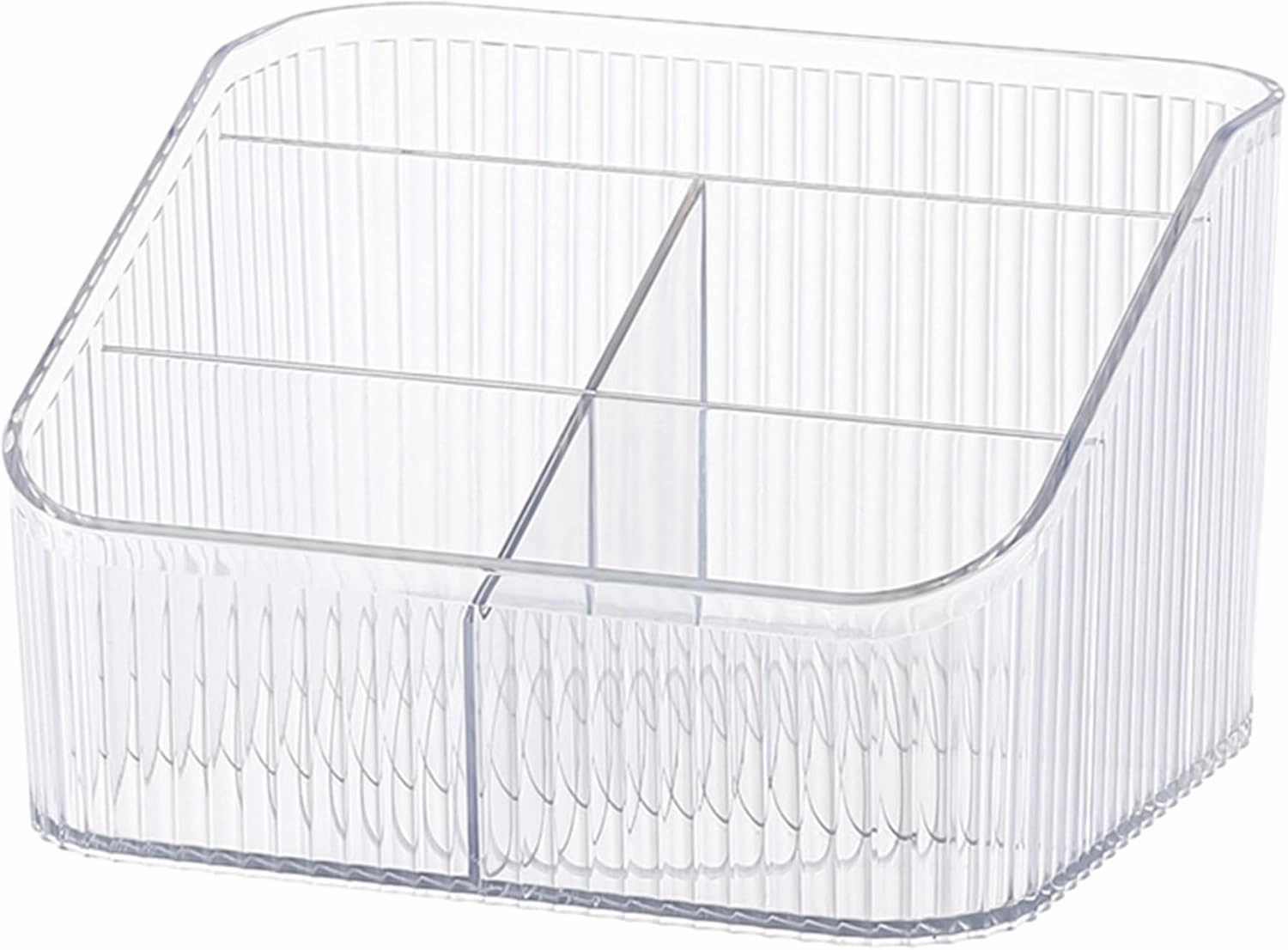 Makeup Organizer Cosmetics Storage Box, Large Capacity Make Up Brush Holder Organizer Vanity Accessories, Bathroom Countertops, Desk Storage Container, Cosmetic Display cases(White-L)