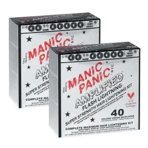 MANIC PANIC Flash Lightning Super Strength Bleach Kit - 40 Volume Developer   Bleach Powder - Hair Lightener for Dark Hair   Lifting up to 7 Levels - Vegan & Cruelty Free (2 Pack)