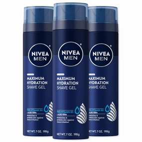 Maximum Hydration Shave Gel with Aloe Vera and Provitamin B5, Shaving Gel for Men, 3 Pack of 7 Oz Cans