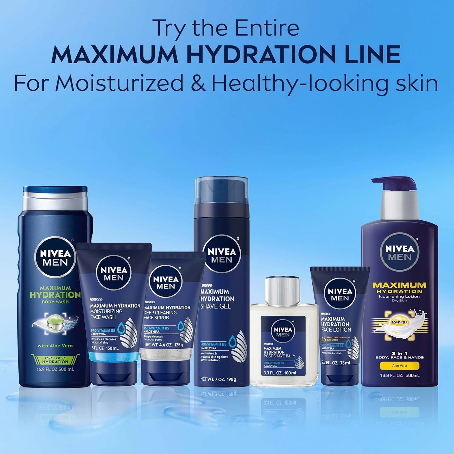 Maximum Hydration Shave Gel with Aloe Vera and Provitamin B5, Shaving Gel for Men, 3 Pack of 7 Oz Cans
