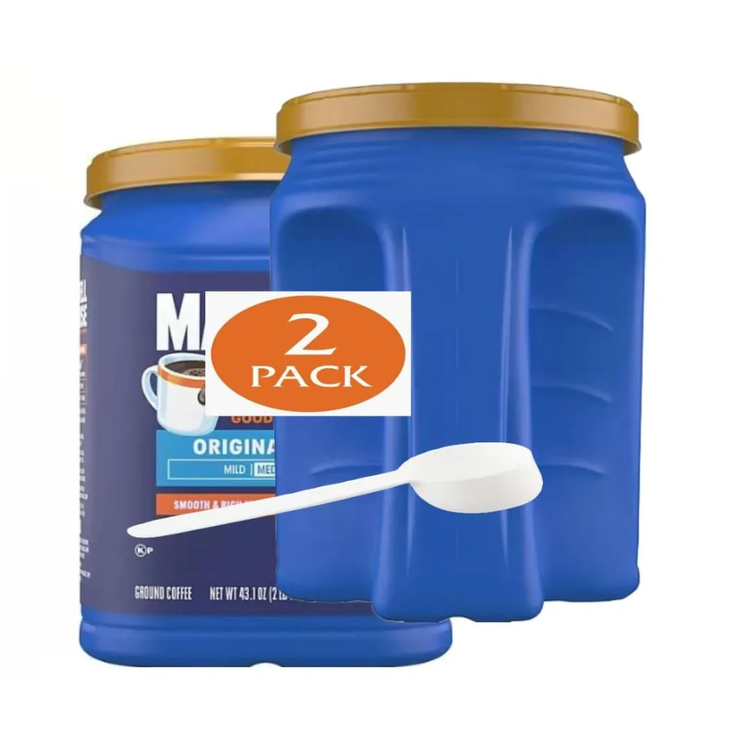 Maxwell' House Medium Roast Original Ground Coffee, 43.1 oz, Pack of 2 with 1 free 5G spoon included