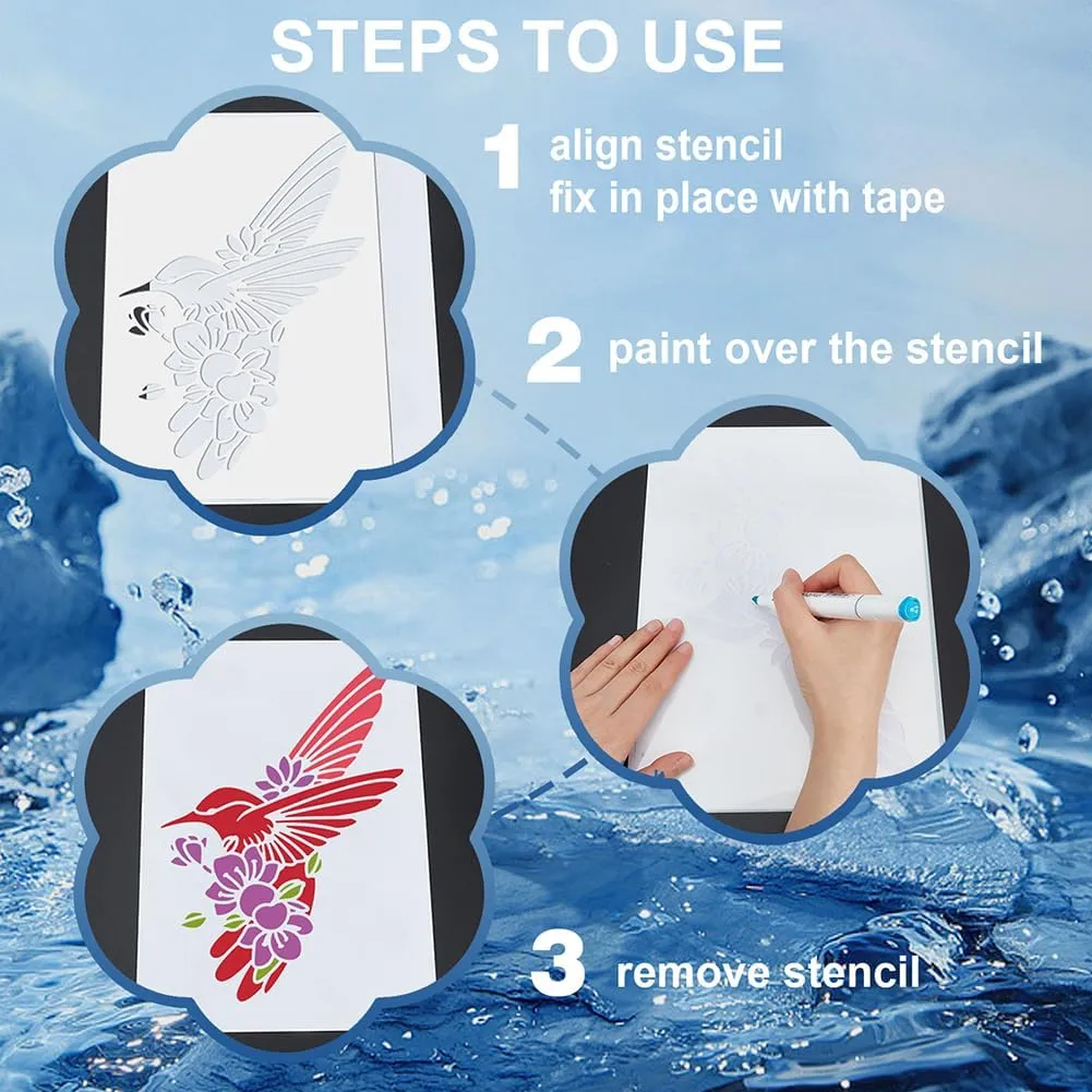 MAYJOYDIY 12pcs Daisy Flower Welcome Stencil for Painting on Wood Floral Plant Half Round Stencils 12inch Free Combination Spring Summer Nature Stencils with Brush for Porch Door Wood Sign