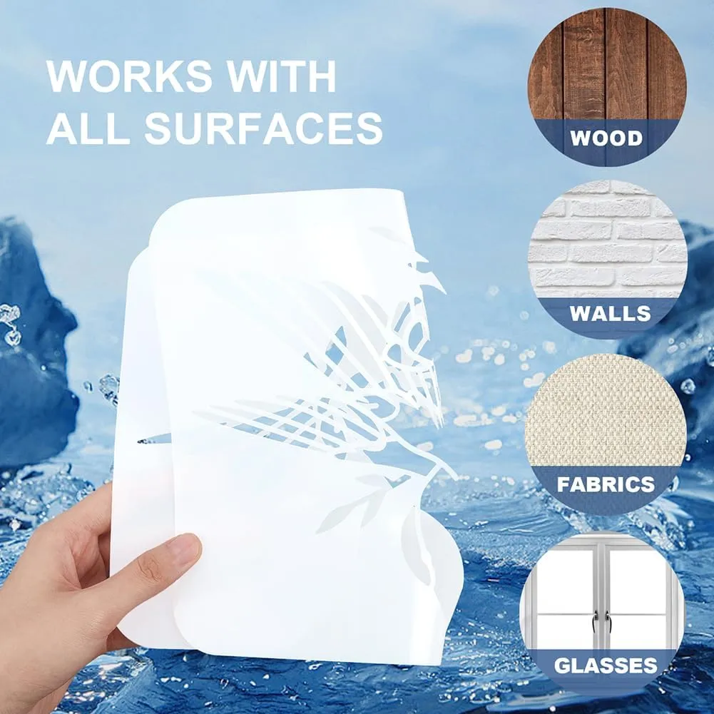 MAYJOYDIY 12pcs Daisy Flower Welcome Stencil for Painting on Wood Floral Plant Half Round Stencils 12inch Free Combination Spring Summer Nature Stencils with Brush for Porch Door Wood Sign