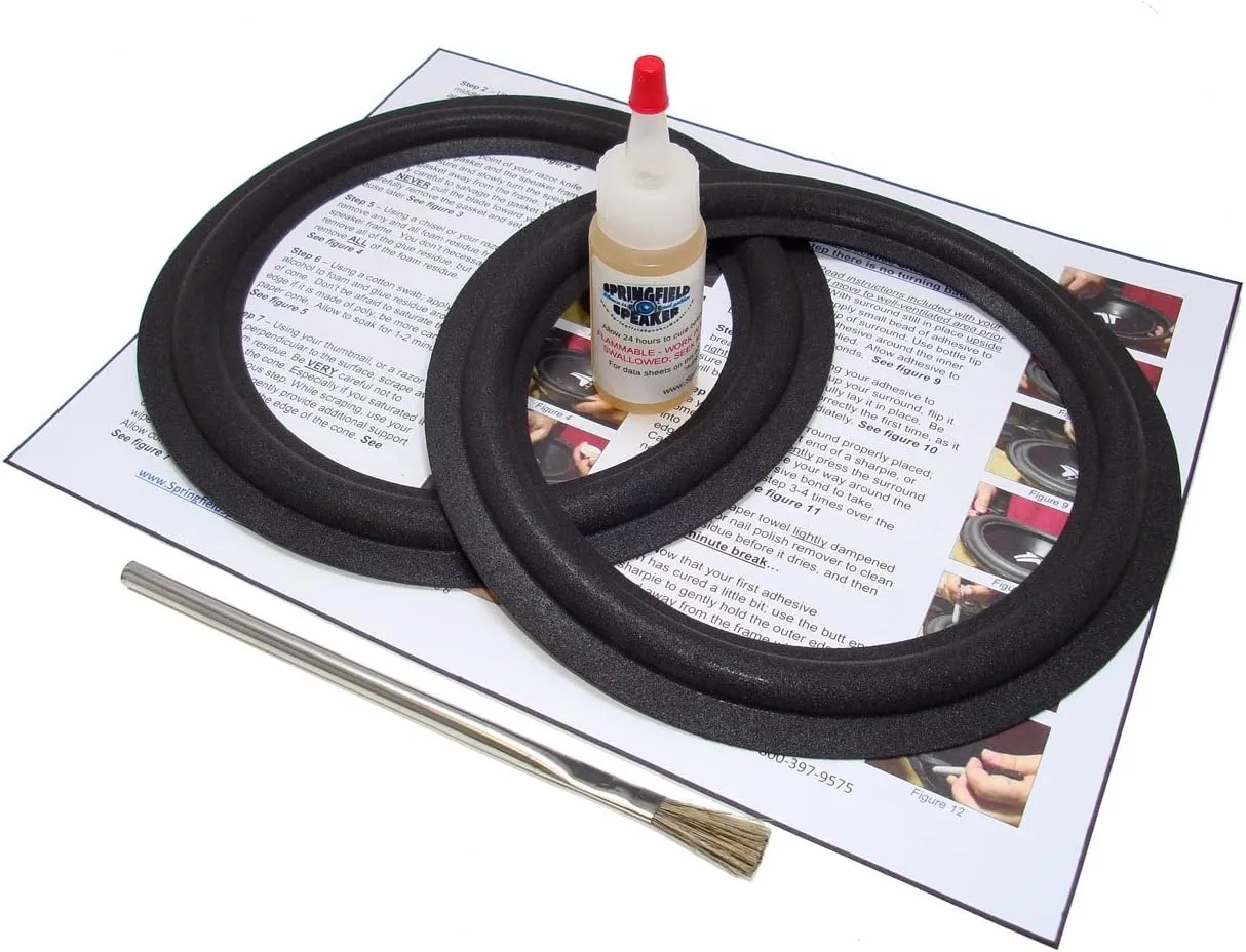 McIntosh 8" Speaker Foam Surround Edge Repair Kit - 2 Speaker Kit - Compatible with McIntosh 36025, MC-1, MC1, ML-C2, MLC2, ML-1C, MC1C, ML-2C, ML2C, ML-2M, ML2M, ML-4, ML4, XL-10, XL10, Many More