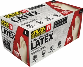 Mechanix Wear: 7 Mil Heavy Duty Latex Disposable Gloves, Powder Free, Latex Rubber Gloves with Textured Grip, 100 pack, Cleaning and Mechanic Work Gloves (White, Medium)
