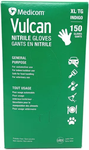 MEDICOM VULCAN NITRILE GLOVES, 150 COUNT X-Large
