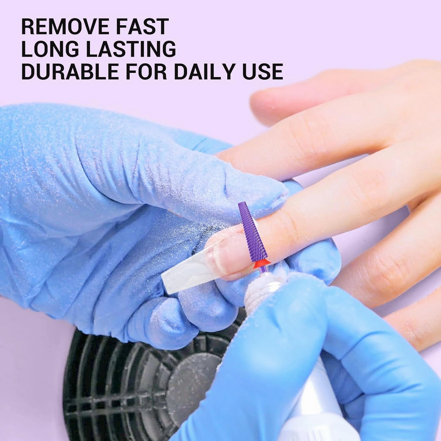 MelodySusie Super Long 5 in 1 Nail Drill Bits, 3/32'' Carbide Tungsten Bits, Suitable for Manicure Pedicure Cuticle Gel Polishing, Professional Advanced Bits, Purple, Series Bit-X, Fine