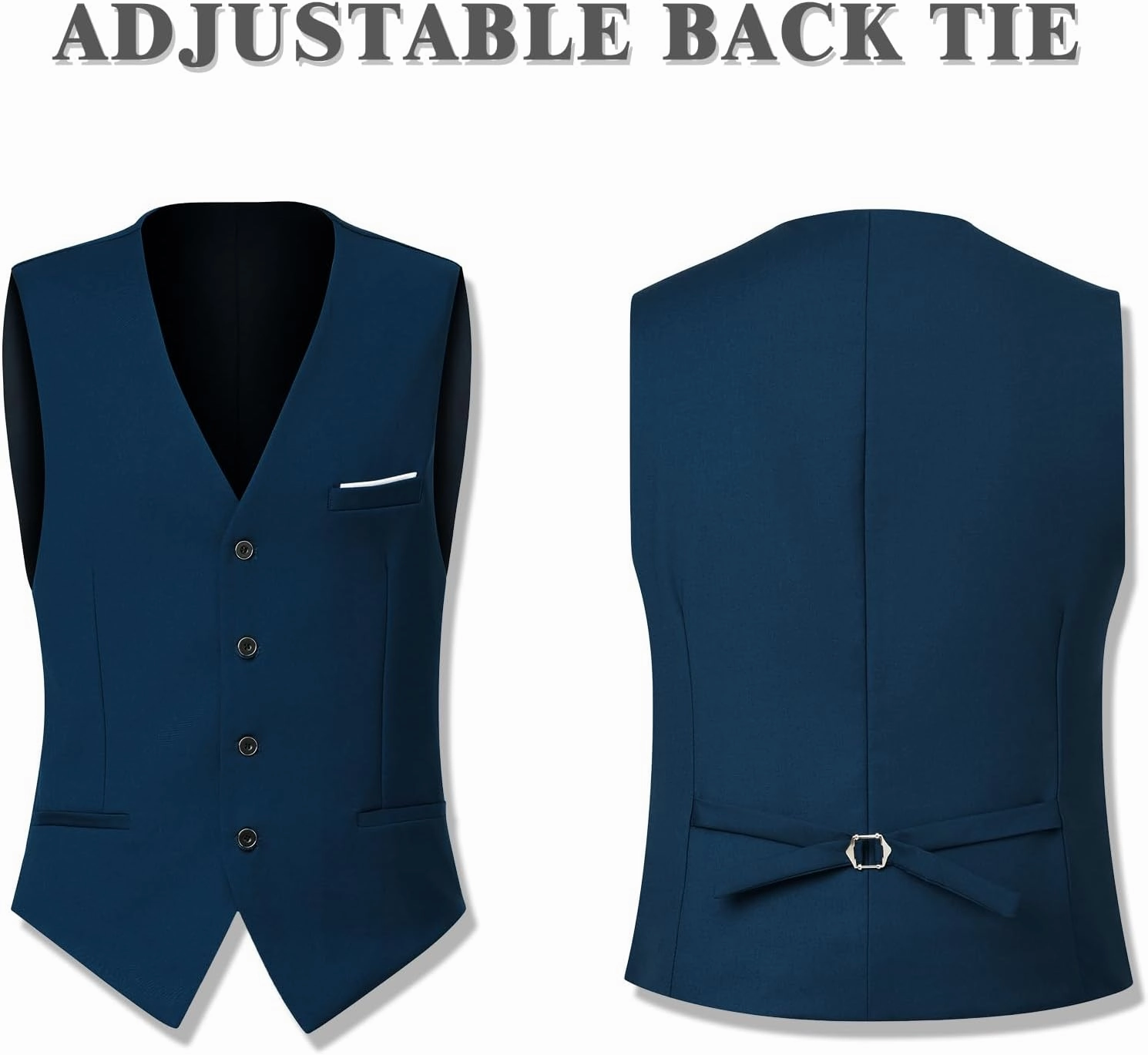 Men's Suit 3 Piece Slim Fit Suit Set, Two Button Solid Jacket Vest Pants with Tie, Men Tuxedo Suit Set