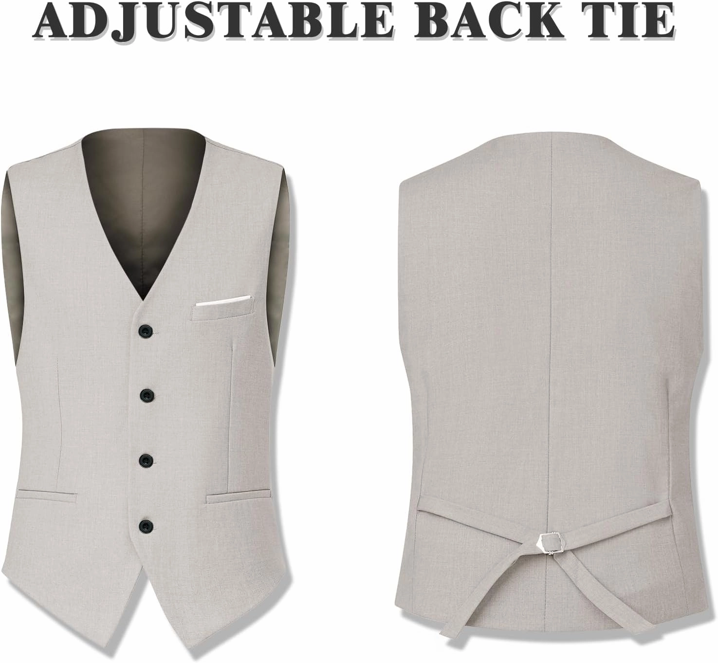 Men's Suit 3 Piece Slim Fit Suit Set, Two Button Solid Jacket Vest Pants with Tie, Men Tuxedo Suit Set
