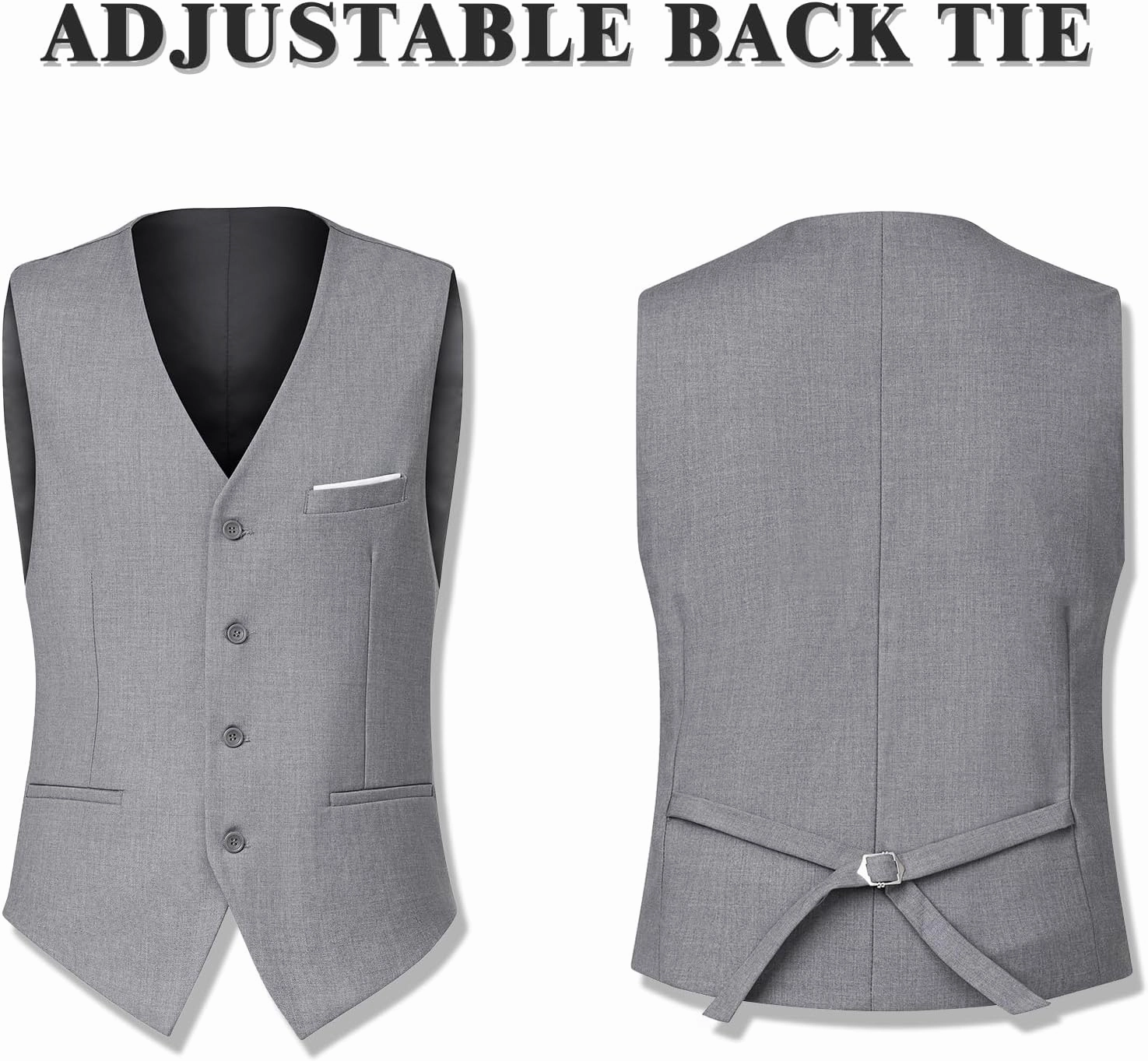 Men's Suit 3 Piece Slim Fit Suit Set, Two Button Solid Jacket Vest Pants with Tie, Men Tuxedo Suit Set