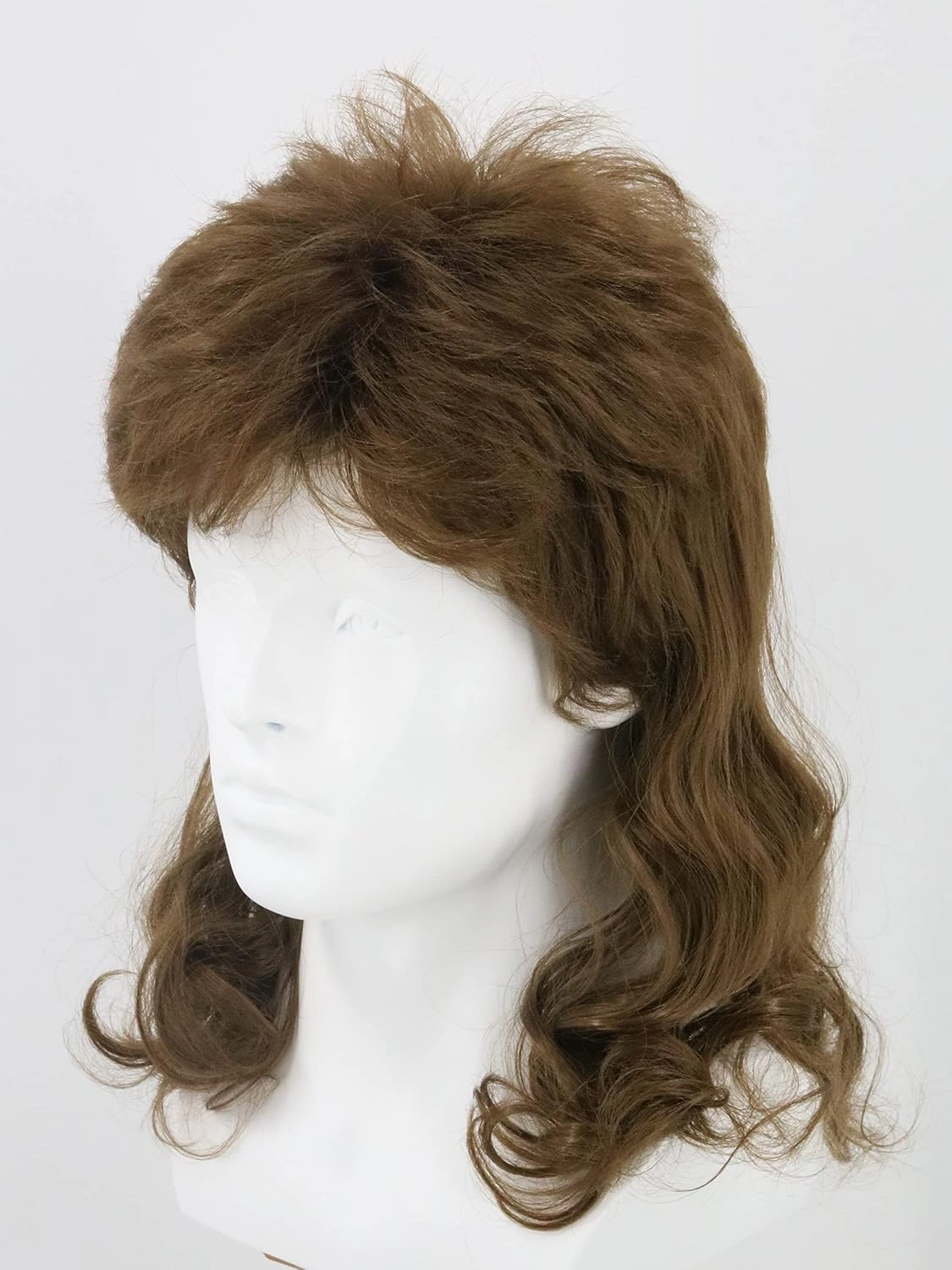 Men's Wigs 70s 80s Rock Wig Brown Wavy Mullet Wigs for Men Halloween Costume Theme Party Wig