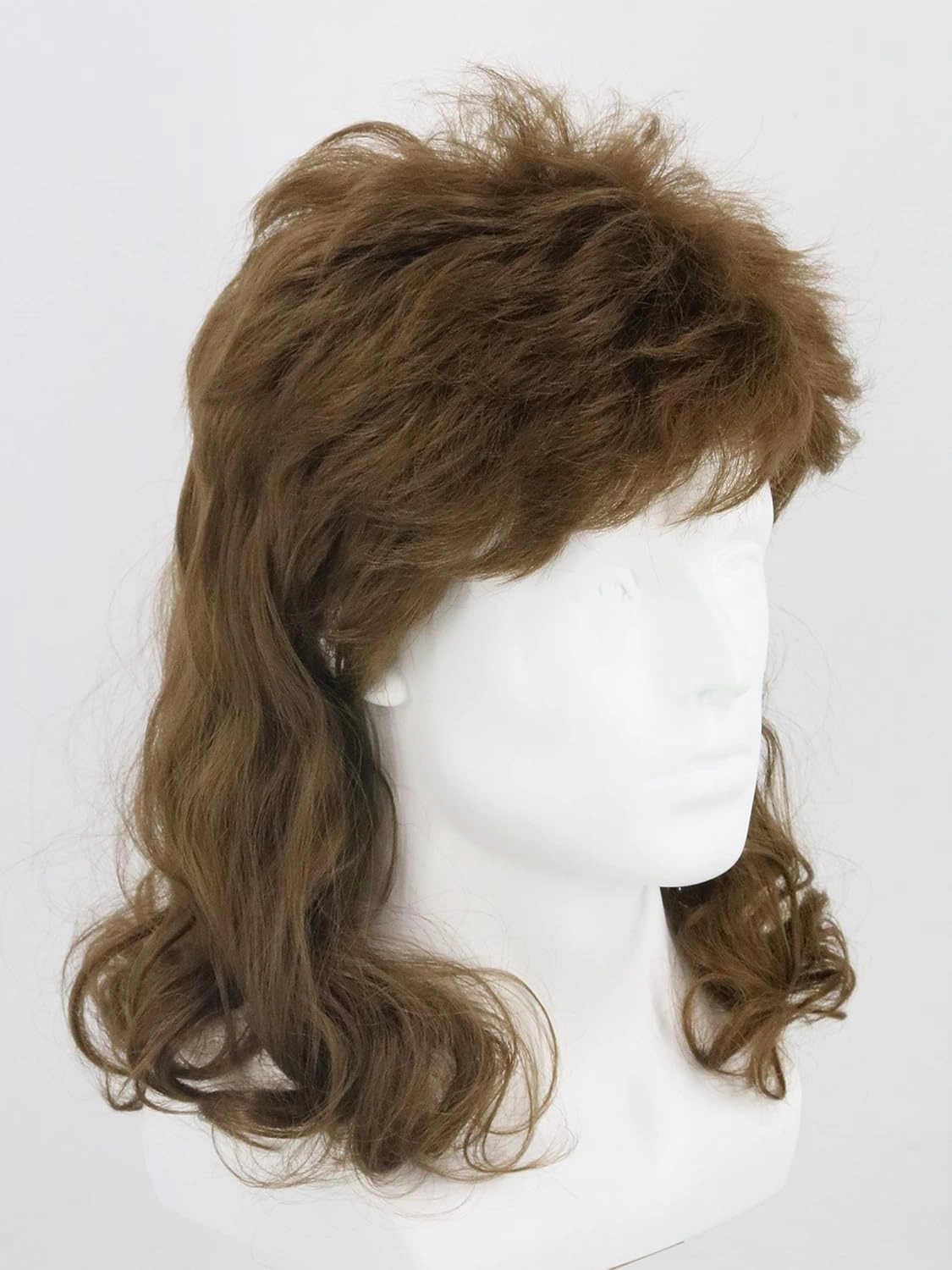 Men's Wigs 70s 80s Rock Wig Brown Wavy Mullet Wigs for Men Halloween Costume Theme Party Wig