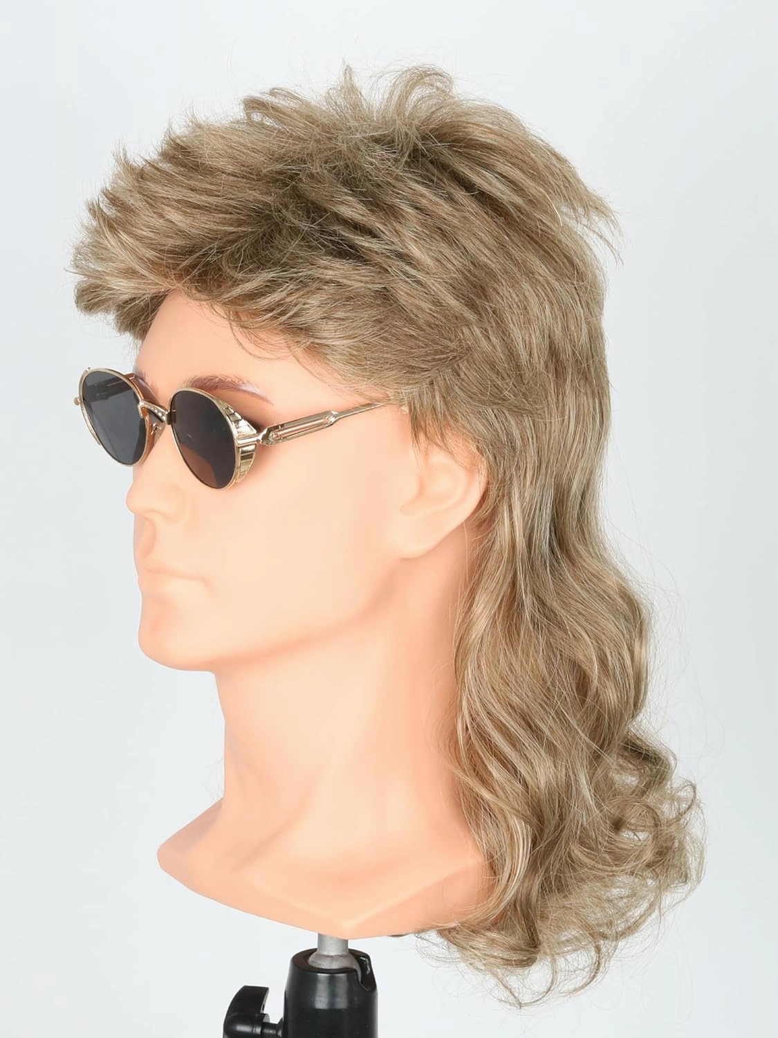 Men's Wigs 70s 80s Wigs for Men Blonde Brown Wavy Curly Mullet Wig Halloween Costume Theme Party Wig