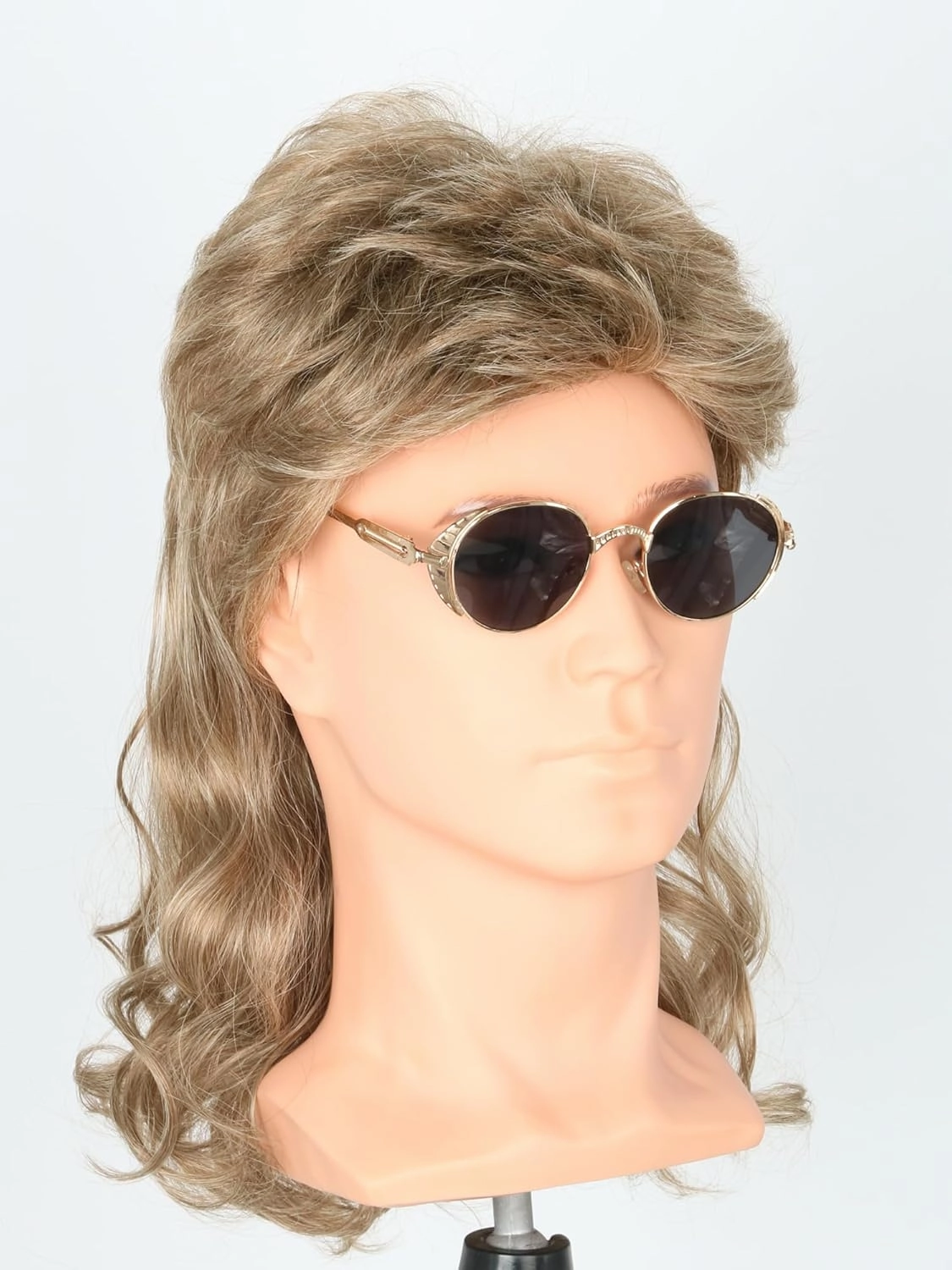 Men's Wigs 70s 80s Wigs for Men Blonde Brown Wavy Curly Mullet Wig Halloween Costume Theme Party Wig