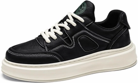 Mens Fashion Lace-Up Platform Sneakers Round Toe Low-Top Non Slip Casual Chunky Shoes for Gym Sports Tennis Jogging Running Walking