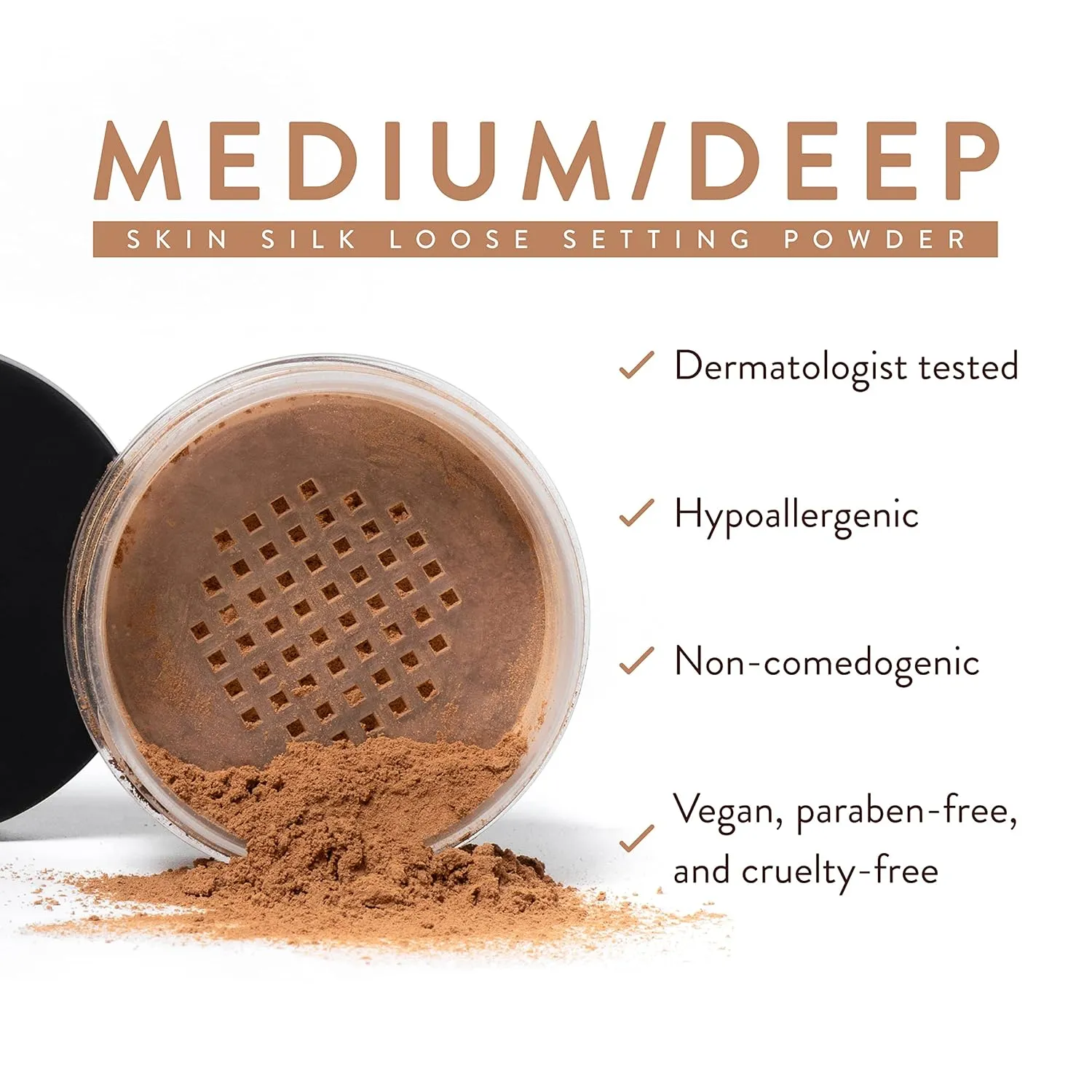 Mented Cosmetics Pressed Powder Makeup, Translucent Setting Powder Compact for Face Make up, Oil Control, Matte Finish, Long-Lasting Wear, Ideal for Black Women, Portable Compact Design, Medium/Deep