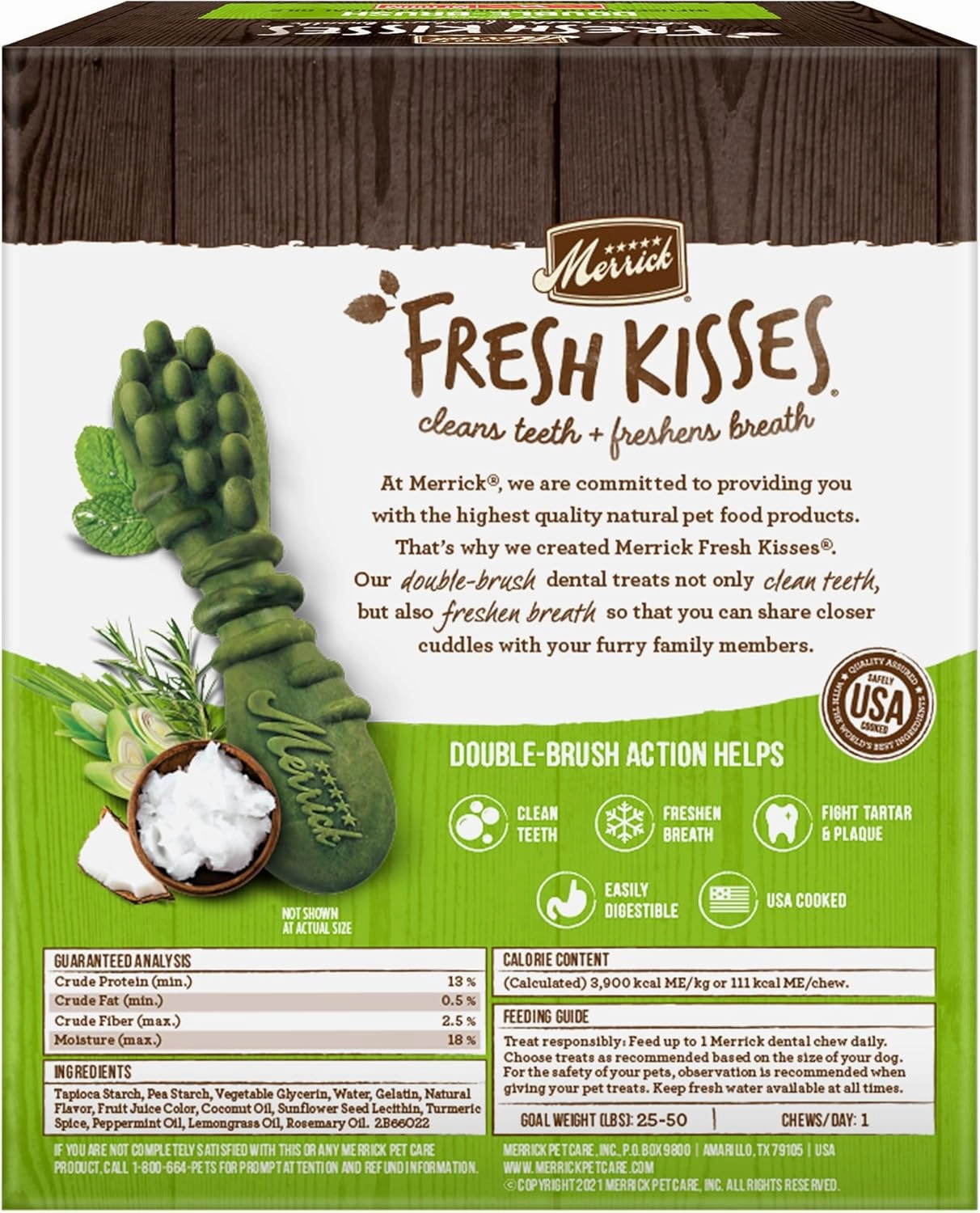 Merrick Fresh Kisses Natural Dental Chews Infused With Coconut And Botanical Oils For Medium Dogs 25-50 Lbs - 22 ct. Box