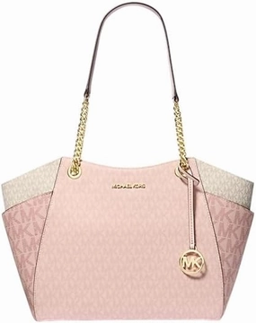 Michael Kors Jet Set Large Chain Tote Shoulder Bag Purse (Powder Blush Multi)