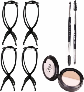 MILANO COLLECTION Bundle Scalp Illusion Duo   Wig Stands, Wig Scalp Makeup Palette for Lace Fronts & Lace and Skin Top Wigs   4-pack Wig Stands for Drying, Styling, or Displaying