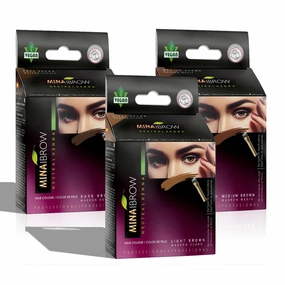 MinaiBrow Tinting Kit | Natural Spot Coloring Powder, Smudge Proof Formula | Instant Multi-Shade Brows (Dark, Light & Medium Brown)