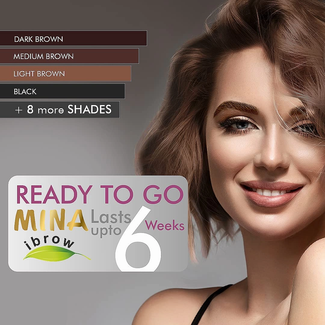 MinaiBrow Tinting Kit | Natural Spot Coloring Powder, Smudge Proof Formula | Instant Multi-Shade Brows (Dark, Light & Medium Brown)