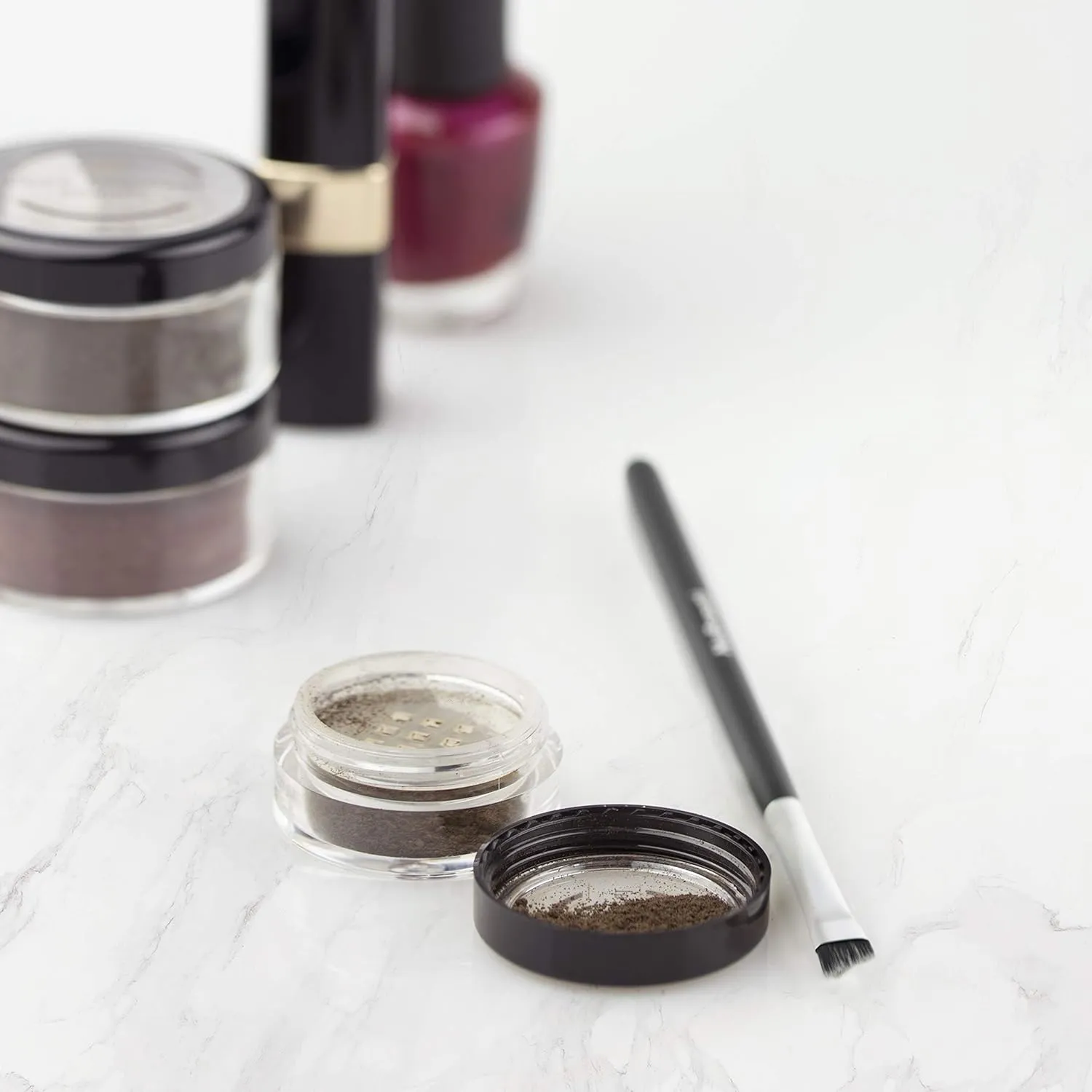 Mineral Eyebrow Powder by NuBeauti - Natural Brow Makeup Kit with Angled Contour Brush for Precision Sculpting to Color Eyebrows Precisely for Beautiful Perfect Professional Brows - (Dark Brown)
