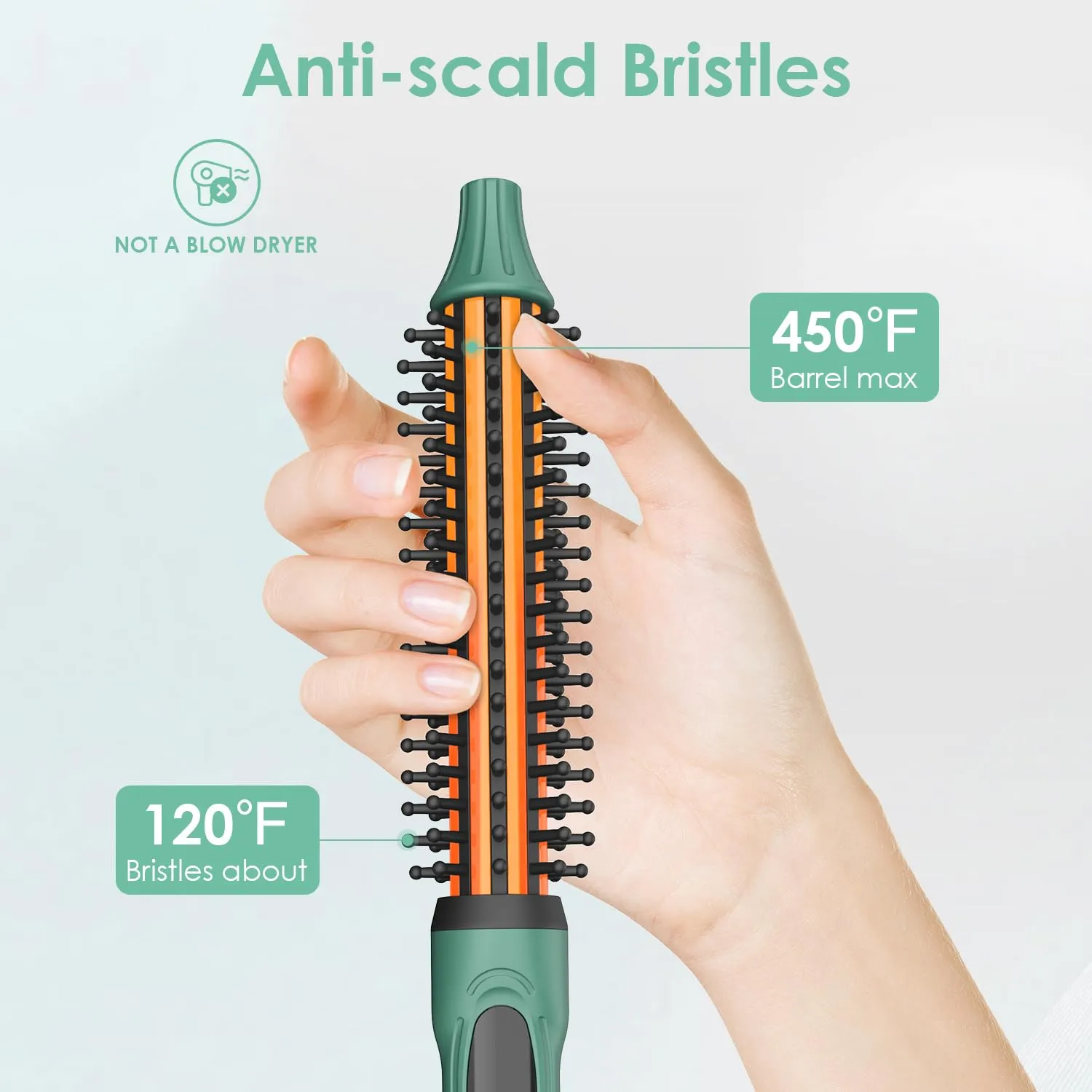 Mini Thermal Round Brush, 1/2 Inch Barrel Volume Heat Styling Brush for Men and Women Short Thin Curly Straight Hair, Heated Curling Iron,12 Temperature Setting (1.1 Inch with Bristles)