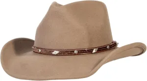 MIX BROWN Western Cowboy Hat for Men & Women 100% Wool Wide Brim Cowgirl Hats Outback Panama Rancher Felt Hat