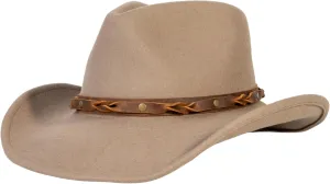 MIX BROWN Western Cowboy Hat for Men & Women 100% Wool Wide Brim Cowgirl Hats Outback Panama Rancher Felt Hat