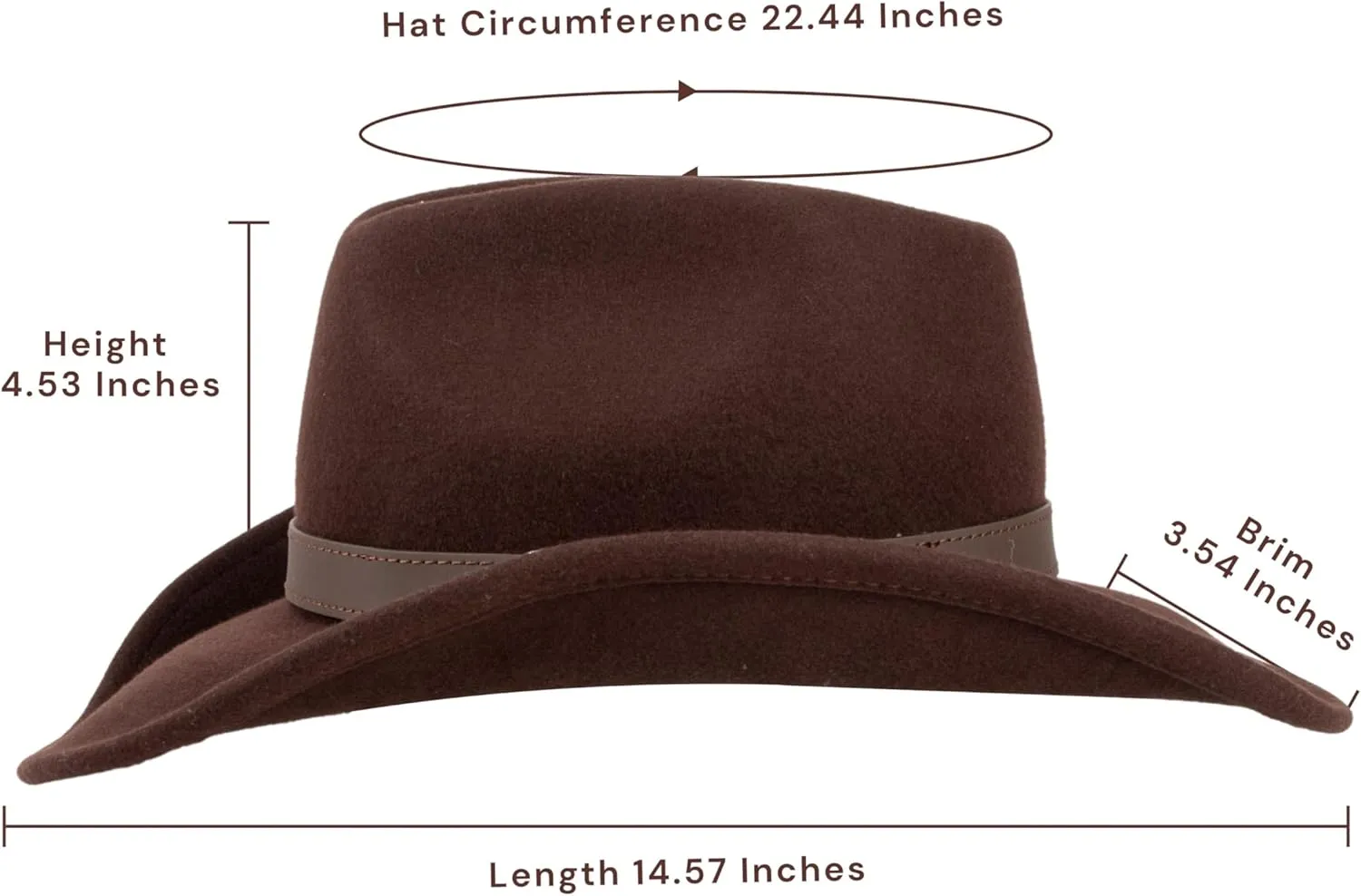 MIX BROWN Western Cowboy Hat for Men & Women 100% Wool Wide Brim Cowgirl Hats Outback Panama Rancher Felt Hat