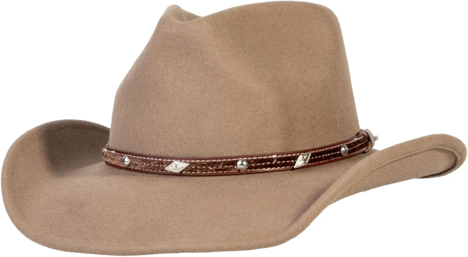 MIX BROWN Western Cowboy Hat for Men & Women 100% Wool Wide Brim Cowgirl Hats Outback Panama Rancher Felt Hat